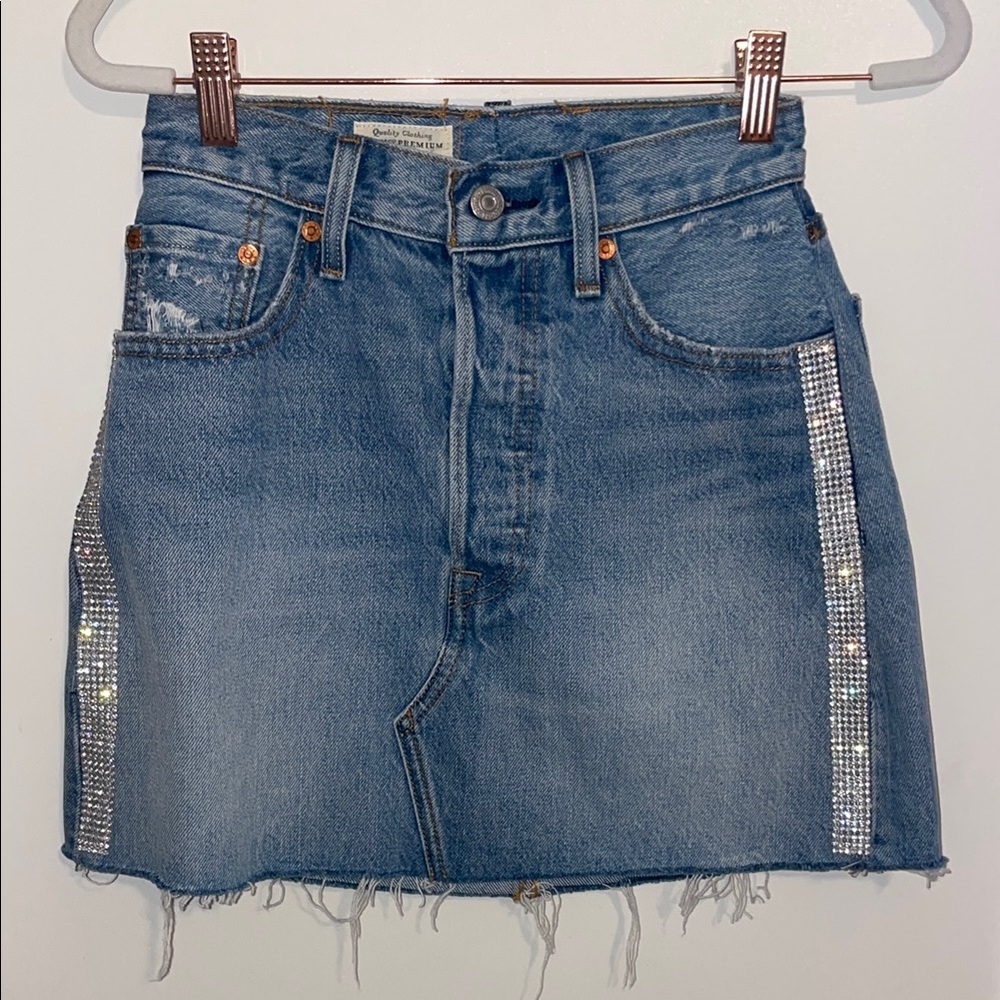 Levi’s Blue Denim Skirt with Rhinestone Accents | 25